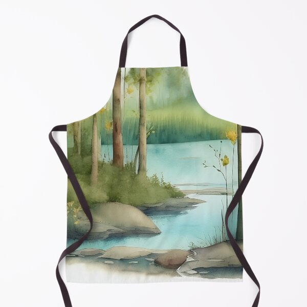 Item preview, Forest Lake in Summer Landscape Watercolor Painting | Watercolor Landscape | Watercolor Art | Watercolor Scenery designed and sold by UnhingedBird.