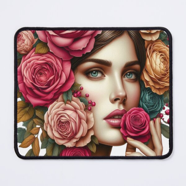 Item preview, Elegant woman with vibrant floral crown - Artistic portrait designed and sold by DI GIULIANO.