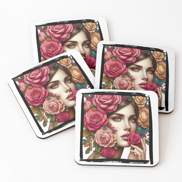 Item preview, Elegant woman with vibrant floral crown - Artistic portrait designed and sold by DI GIULIANO.