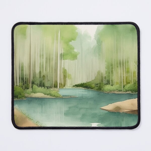 Item preview, Forest Lake in Summer Landscape Watercolor Painting | Watercolor Landscape | Watercolor Art | Watercolor Scenery designed and sold by UnhingedBird.