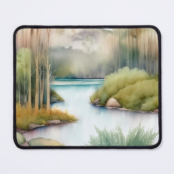 Item preview, Forest Lake in Summer Landscape Watercolor Painting | Watercolor Landscape | Watercolor Art | Watercolor Scenery designed and sold by UnhingedBird.