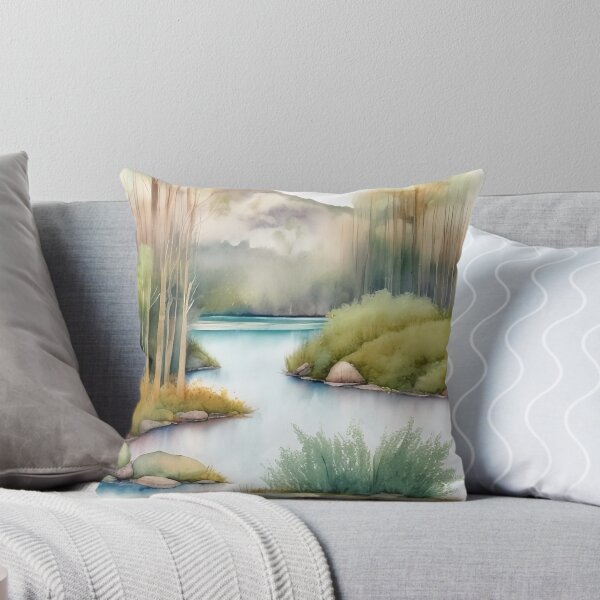 Item preview, Forest Lake in Summer Landscape Watercolor Painting | Watercolor Landscape | Watercolor Art | Watercolor Scenery designed and sold by UnhingedBird.