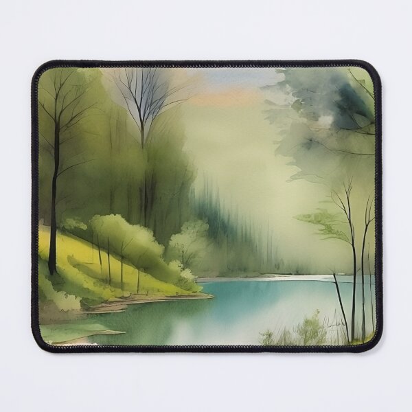 Item preview, Forest Lake in Summer Landscape Watercolor Painting | Watercolor Landscape | Watercolor Art | Watercolor Scenery designed and sold by UnhingedBird.