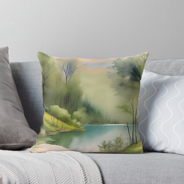 Item preview, Forest Lake in Summer Landscape Watercolor Painting | Watercolor Landscape | Watercolor Art | Watercolor Scenery designed and sold by UnhingedBird.