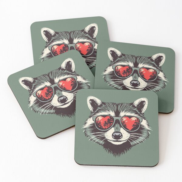 Item preview, Valentines Racoon Sunglasses Hearts Trees designed and sold by SStarDesigns.