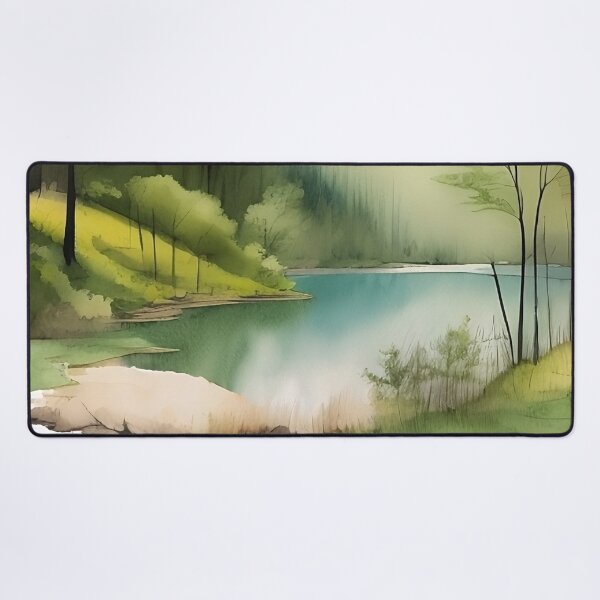 Item preview, Forest Lake in Summer Landscape Watercolor Painting | Watercolor Landscape | Watercolor Art | Watercolor Scenery designed and sold by UnhingedBird.