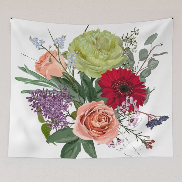 Item preview, Hand drawn illustration of a beautiful peonies and garden flowers bouquet. designed and sold by MatyKotiv.