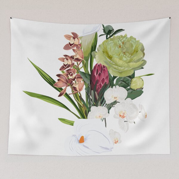 Item preview, Hand drawn illustration of a beautiful peonies and tropical, garden flowers bouquet. designed and sold by MatyKotiv.