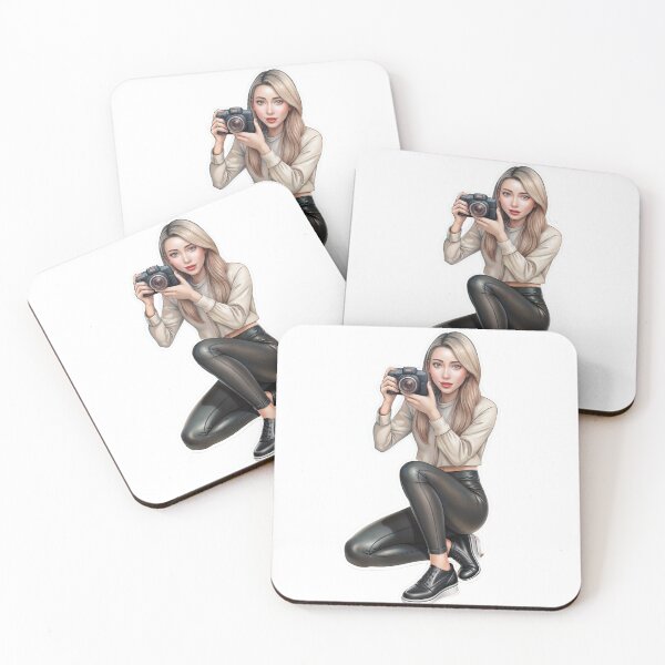 Item preview, Illustration of a Woman Crouching with Camera on Transparent Background designed and sold by Creative88Art.