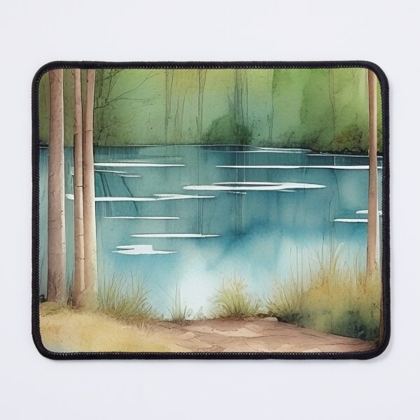 Item preview, Forest Lake in Summer Landscape Watercolor Painting | Watercolor Landscape | Watercolor Art | Watercolor Scenery designed and sold by UnhingedBird.