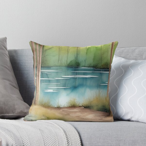 Item preview, Forest Lake in Summer Landscape Watercolor Painting | Watercolor Landscape | Watercolor Art | Watercolor Scenery designed and sold by UnhingedBird.