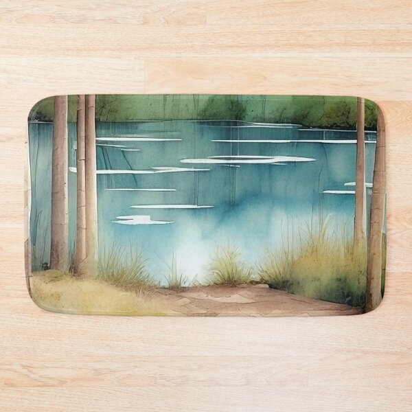 Item preview, Forest Lake in Summer Landscape Watercolor Painting | Watercolor Landscape | Watercolor Art | Watercolor Scenery designed and sold by UnhingedBird.