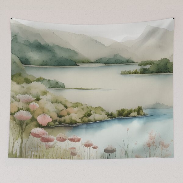 Item preview, Forest Lake in Spring Landscape Watercolor Painting | Watercolor Landscape | Watercolor Art | Watercolor Scenery designed and sold by UnhingedBird.
