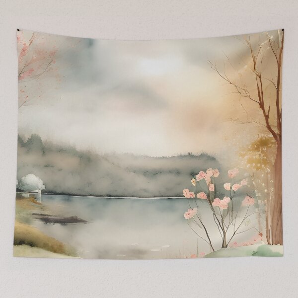Item preview, Forest Lake in Spring Landscape Watercolor Painting | Watercolor Landscape | Watercolor Art | Watercolor Scenery designed and sold by UnhingedBird.