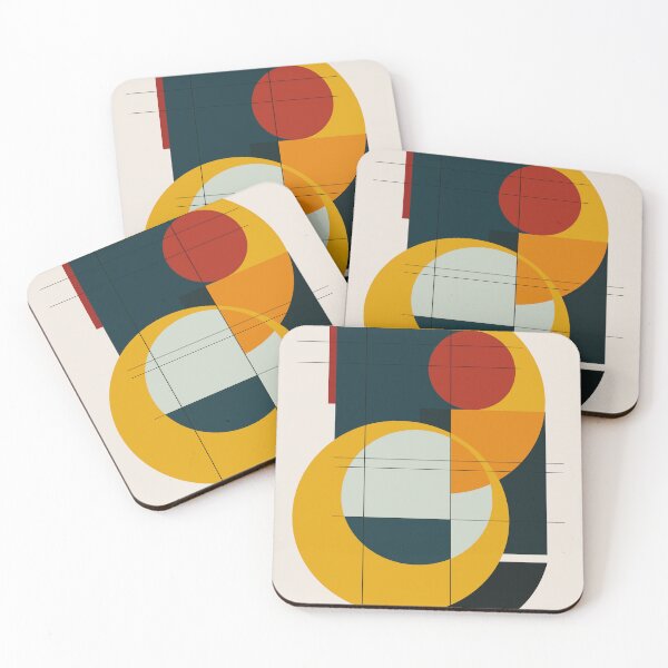 Item preview, Copy of Mid Century Modern Geometric Art Abstract Shapes Orange and Green Retro Design Bauhaus Style designed and sold by dreamprint.