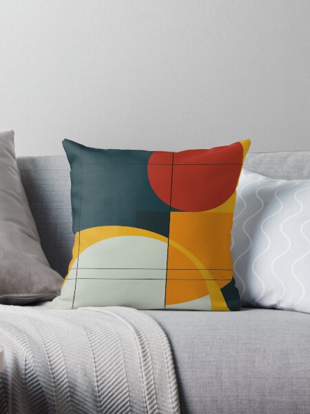 Item preview, Copy of Mid Century Modern Geometric Art Abstract Shapes Orange and Green Retro Design Bauhaus Style designed and sold by dreamprint.