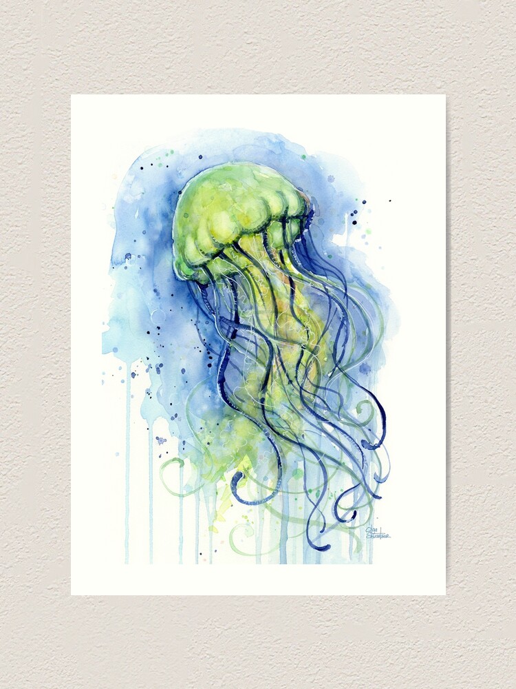 Impression Artistique Meduse Aquarelle Par Olga Shvartsur Redbubble