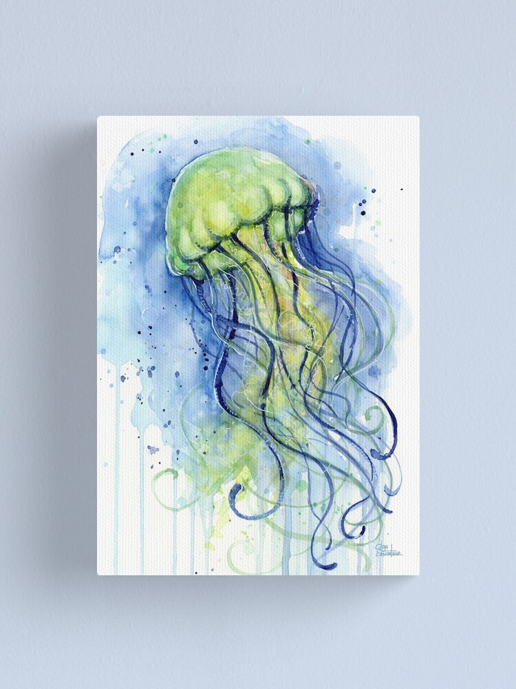 Aquarell Quallen Leinwanddruck Von Olga Shvartsur Redbubble