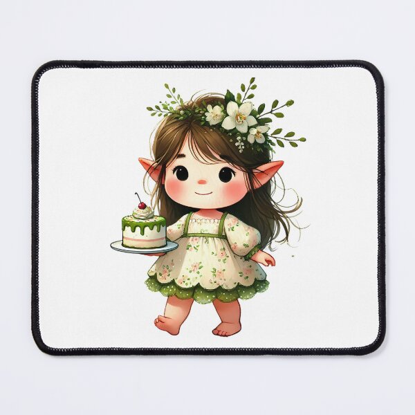 Item preview, A0647 Adorable Elf with Cake Watercolor Clipart - Whimsical Elf Illustrations for Birthdays, Holidays, Crafting, and DIY Projects designed and sold by angieart68.