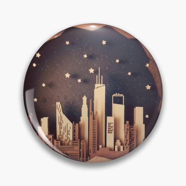 Artikelvorschau, Papierschnitt-Design einer Stadtskyline bei Nacht mit zwei Türmen entworfen und verkauft von Creative88Art.
