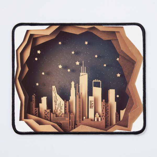 Item preview, Paper Cut Design of a City Skyline at Night with Twin Spires designed and sold by Creative88Art.