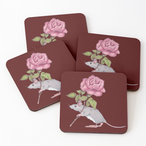 Item preview, Little Mouse Carrying a Pink Rose, Color Pencil Art, Illustration, Valentine Flower designed and sold by JoyfulWhimsy.