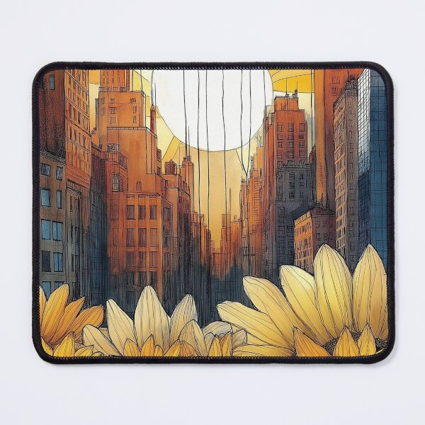 Item preview, Sunflower City. Urban illustration with flowers. designed and sold by Shoot-The-Moon.
