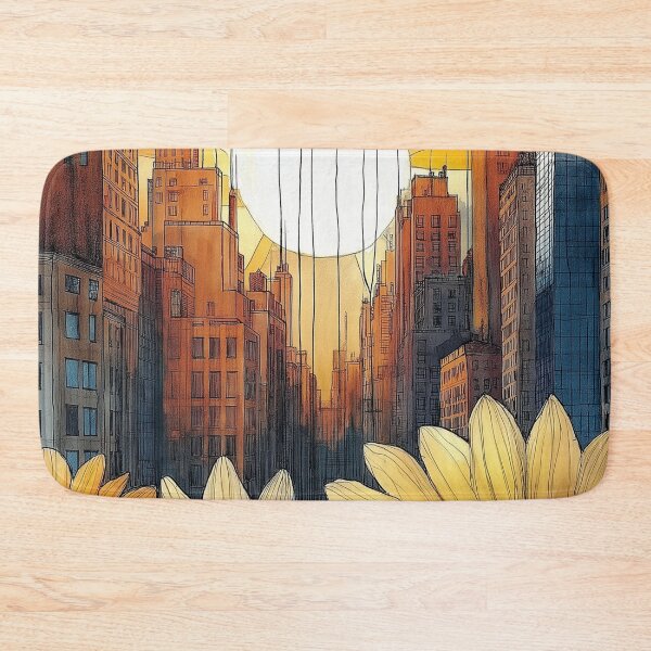 Item preview, Sunflower City. Urban illustration with flowers. designed and sold by Shoot-The-Moon.
