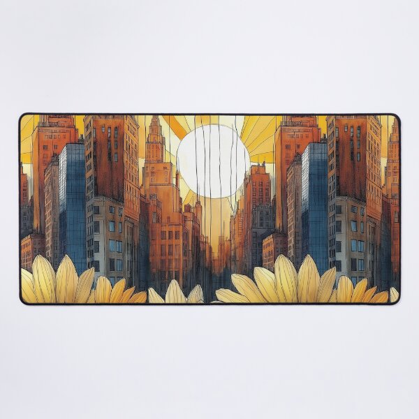 Item preview, Sunflower City. Urban illustration with flowers. designed and sold by Shoot-The-Moon.