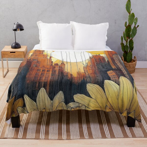 Item preview, Sunflower City. Urban illustration with flowers. designed and sold by Shoot-The-Moon.