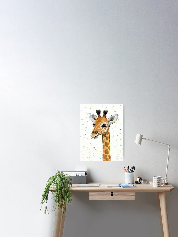 Baby Giraffe Watercolor Painting by Olga Shvartsur - Pixels Merch