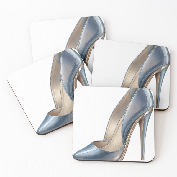 Item preview, Glossy Blue Stiletto Shoe with Metallic Gold Accents designed and sold by Creative88Art.