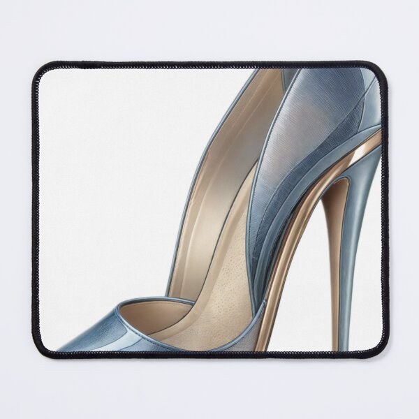 Item preview, Glossy Blue Stiletto Shoe with Metallic Gold Accents designed and sold by Creative88Art.