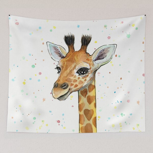 Item preview, Baby Giraffe with Hearts Watercolor Animal designed and sold by Olga Shvartsur.