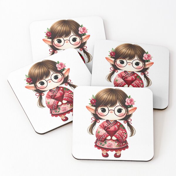 Item preview, A0648 Elf in Red Floral Dress Watercolor Clipart: Festive Chinese New Year Designs for Invitations, Cards, Crafts, and Decorations designed and sold by angieart68.