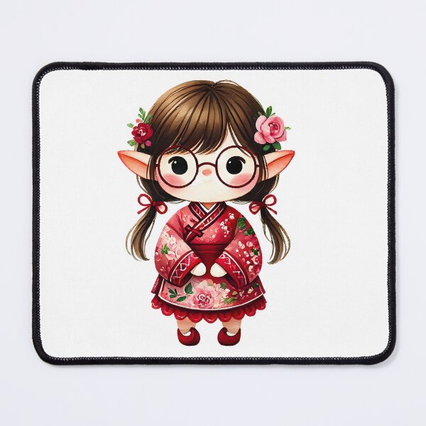 Item preview, A0648 Elf in Red Floral Dress Watercolor Clipart: Festive Chinese New Year Designs for Invitations, Cards, Crafts, and Decorations designed and sold by angieart68.