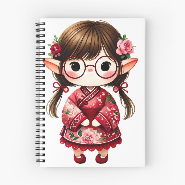 Item preview, A0648 Elf in Red Floral Dress Watercolor Clipart: Festive Chinese New Year Designs for Invitations, Cards, Crafts, and Decorations designed and sold by angieart68.