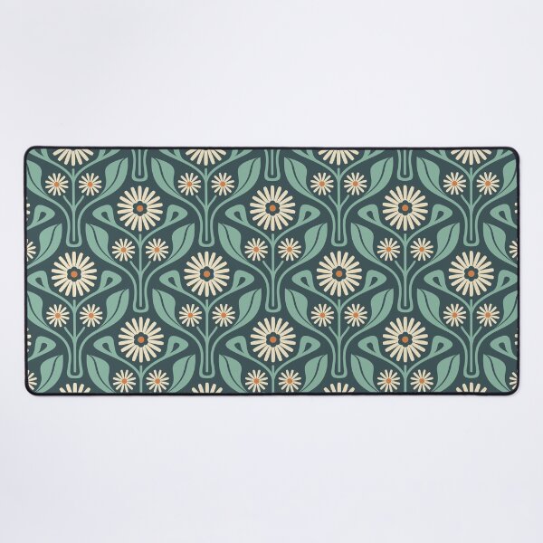 Item preview, KF 0340 D - Vintage Retro Daisy 70s Floral Pattern in Teal Turquoise Orange designed and sold by KhakiFinch.