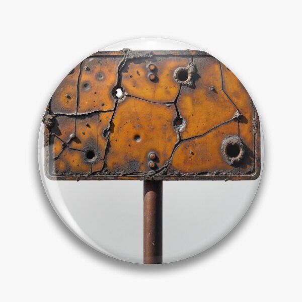 Item preview, Weathered Orange Metal Sign with Bullet Holes and Rusted Pole designed and sold by Creative88Art.