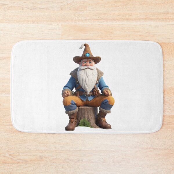Item preview, Cute Wizard on a Stump - Cartoon Illustration designed and sold by CuteopiaGallery.
