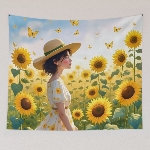 Item preview, Girl with a hat in a sunflower field designed and sold by Marcu Ioachim.