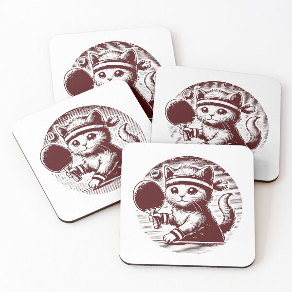 Item preview, Cute Cat Plays Table Tennis In Retro Style designed and sold by LuminOrb.