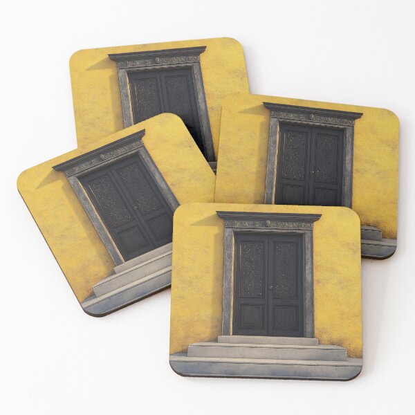 Item preview, Black door on yellow wall designed and sold by anytka.