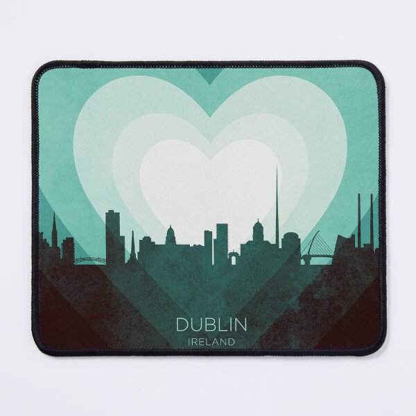 Item preview, Dublin Ireland Skyline Hearts Teal designed and sold by ArtPrints.