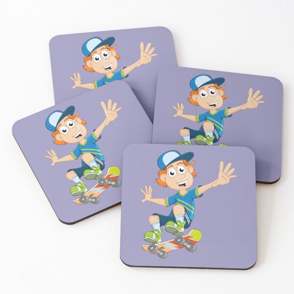 Item preview, Cartoon style illustration of a young boy on a skateboard. designed and sold by Stef Ringoot, cartoons and illustrations.