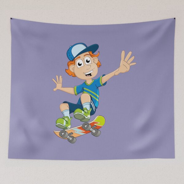 Item preview, Cartoon style illustration of a young boy on a skateboard. designed and sold by Stef Ringoot, cartoons and illustrations.