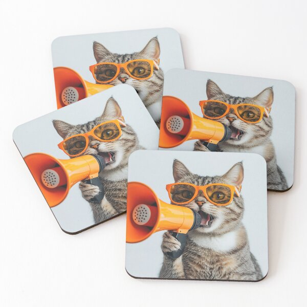 Item preview, Cat with megaphone and sunglasses designed and sold by anytka.