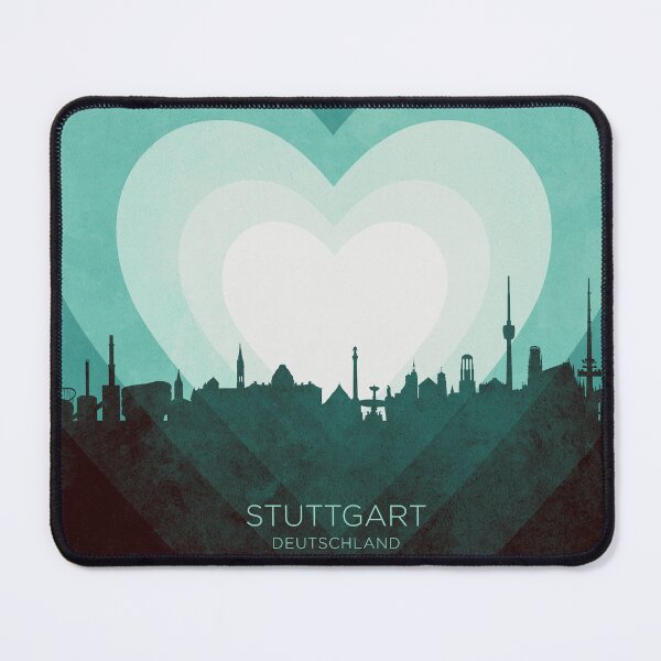 Item preview, Stuttgart Germany Skyline Hearts Teal designed and sold by ArtPrints.