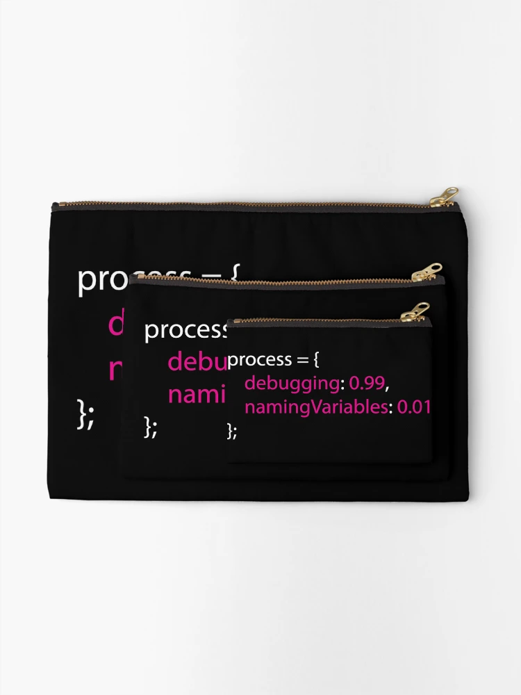 Thumbnail 2 of 4, Zipper Pouch, Coding Debugging Process Humour Design for Programmers designed and sold by Geeky Giggles.