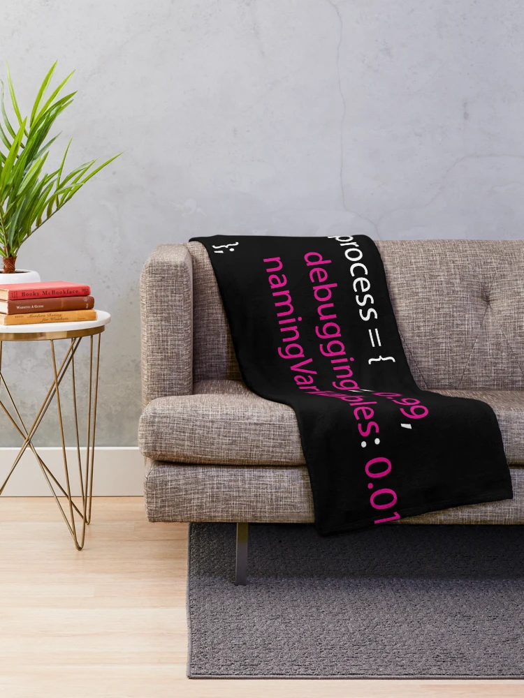 Thumbnail 2 of 6, Throw Blanket, Coding Debugging Process Humour Design for Programmers designed and sold by Geeky Giggles.